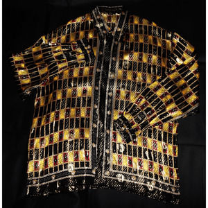 SOLD Alberto Celini Men's Metallic Silk Long Sleeve Button Front Shirt Size‎ 3XL